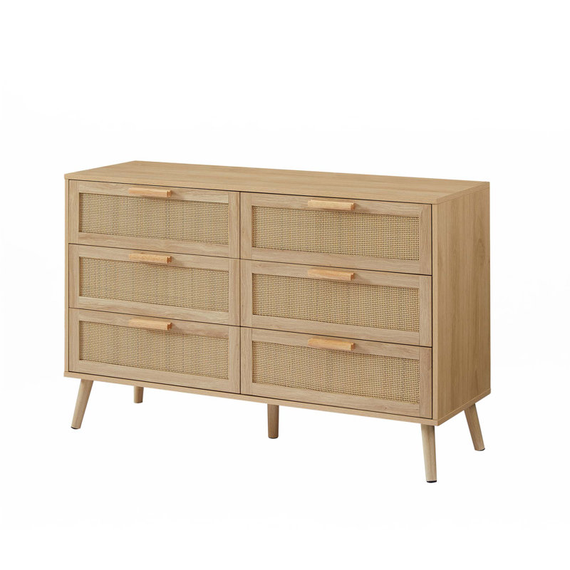 Commode double avec tiroirs en rotin