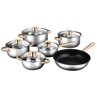 Castaneda Non-Stick Stainless Steel Cookware Set