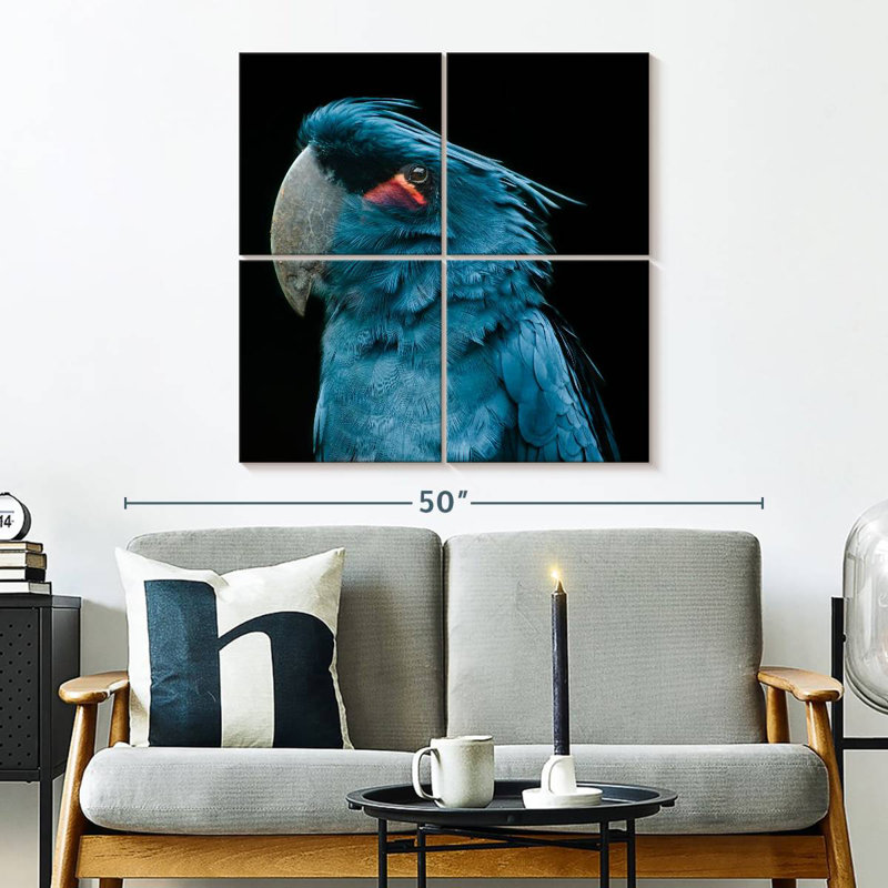 Portrait d'oiseau bleu Brampt, H 32 po x l 32 po