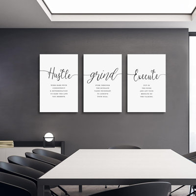 Slogan Poster,Gift For Boss, Present For Father, Framed Canvas Wall Art Success Quote, Office Wall Art, Black Large Poster, Inspirational Print (F-3Pc