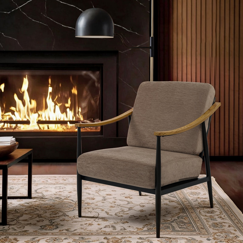 Fauteuil d'appoint moderne de style milieu du siècle, large de 66 cm, confortable pour la lecture, idéal pour le salon, la chambre à coucher et le bureau.