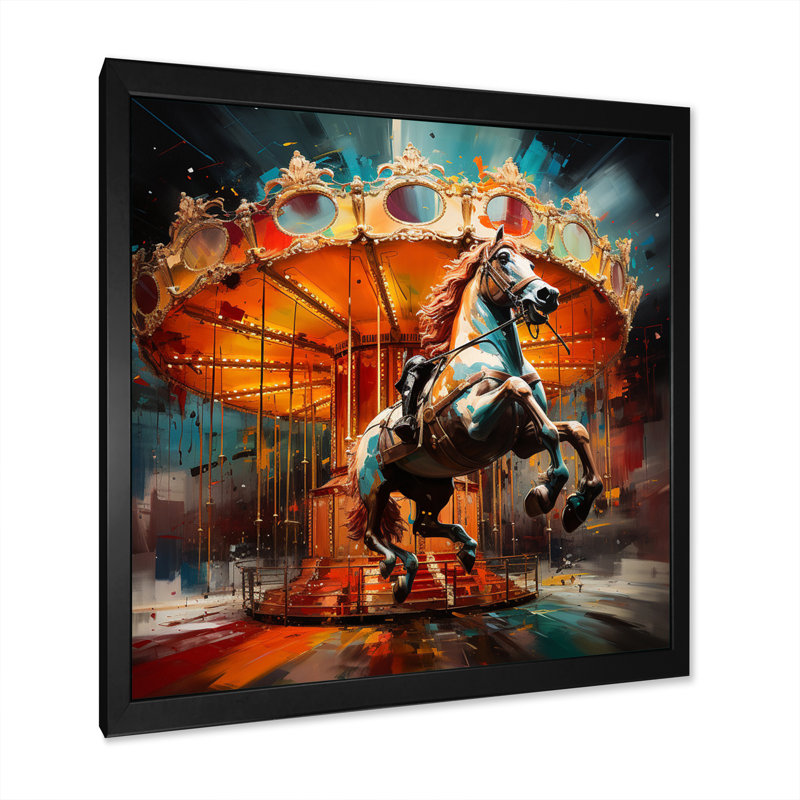 Dynamic Carousel - Carousel Canvas Art Print, H 24 po x l 24 po x P 1 po, Cadre photo noir