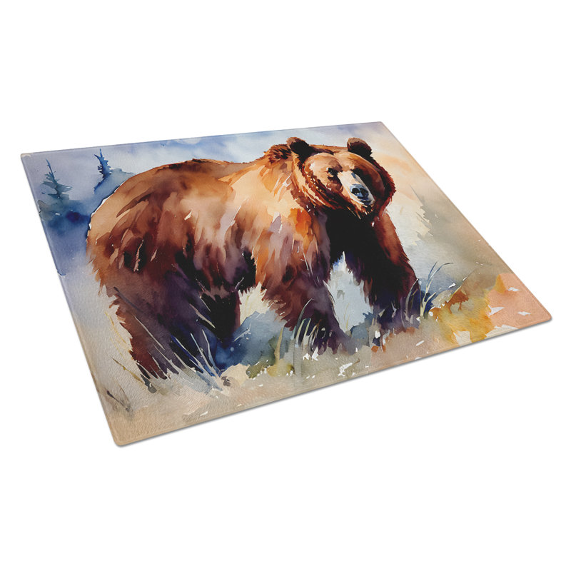 Grizzly Bear Glass Cutting Board Large