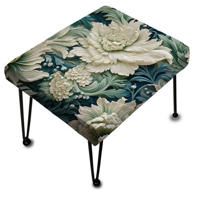 Vert et blanc Paisley Garden Dream - Repose-pieds rectangulaire damassé