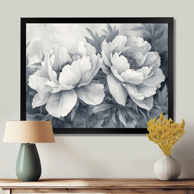 Pivoines en gris classique III - pivoines, art mural