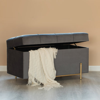 Repose-pieds de rangement rectangulaire en velours avec rangement Shadyvale