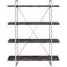 LavishLodge 4-Shelf Rustic Grey Herringbone Bookcase, Metal Framework ...