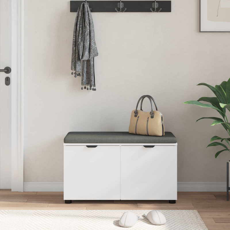 Storage Bench, 46cm H x 80cm W x 38cm D, White