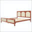 Lit plateforme en bois avec tête et pied de lit en rotin-126553910-126553913
