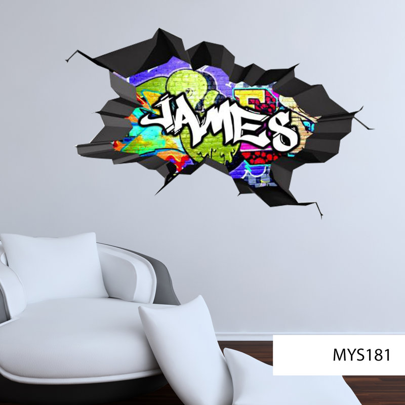 Adhésif décoratif nom graffiti personnalisé: art en vinyle Hip Hop personnalisé, autocollant de décoration de chambre amovible