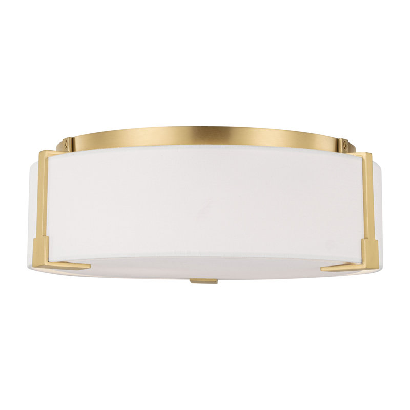 2 - Light Flush Mount, Burnished Brass