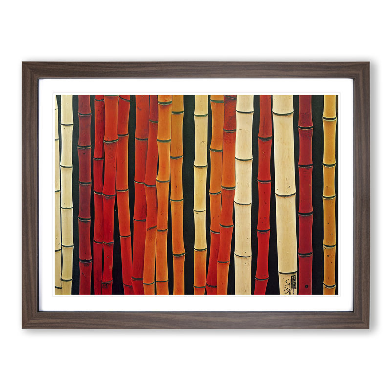 XH1022-8320X Stimulating Abstract Bamboo Forest 1 Piece Single Picture Frame Wall Art, 46cm H x 64cm W x 2cm D, Walnut
