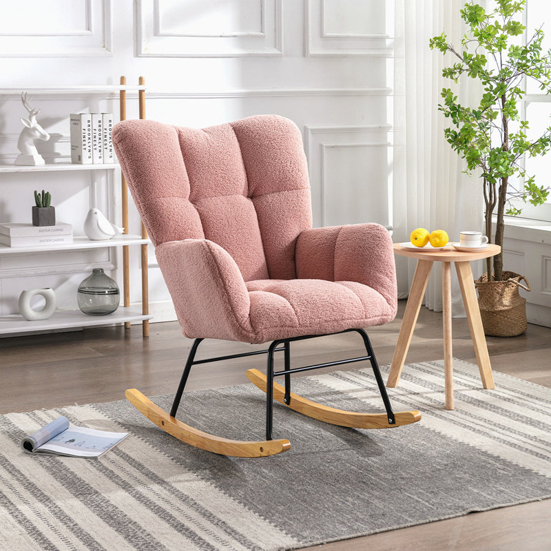 Chaise berçante moderne Marsa, Ourson rose
