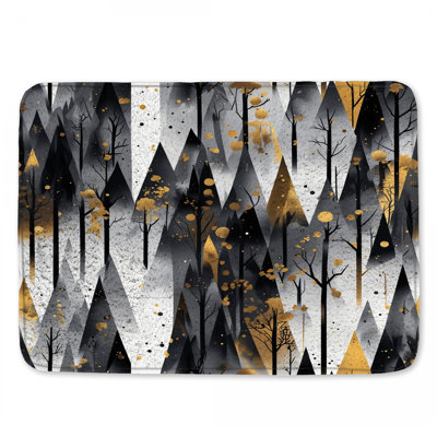 Black Gold Forest Illustration Bath Mat