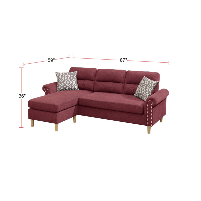 Canapé modulaire réversible en velours rouge paprika