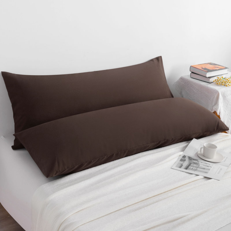 2PC Hypoallergenic Microfiber body pillowcase, Dark Brown
