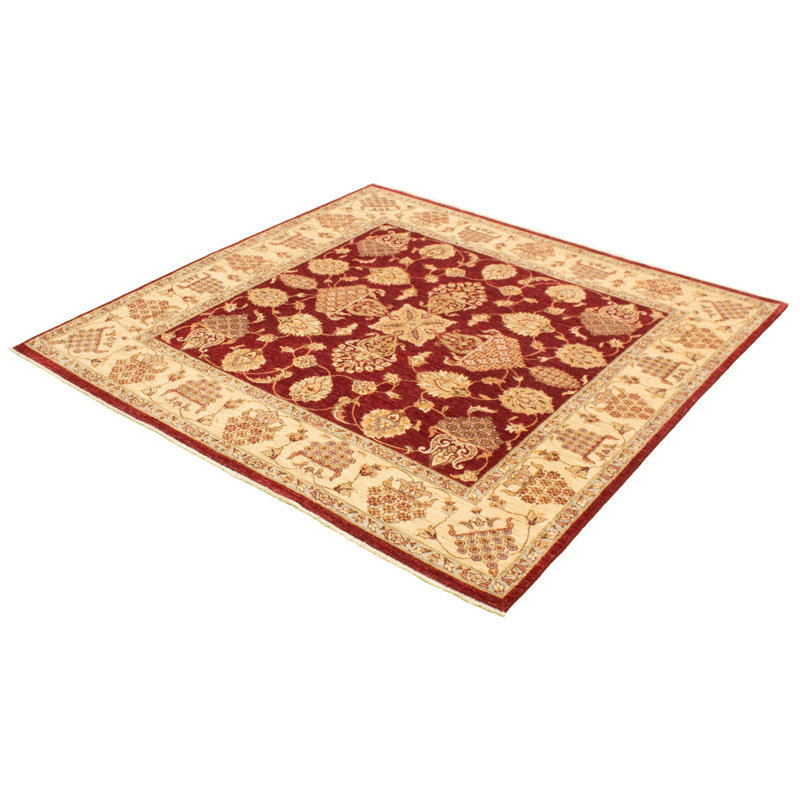 Tapis décoratif en laine de conception unique 8 pi 3 po x 8 pi 5 po noué à la main new age chobi