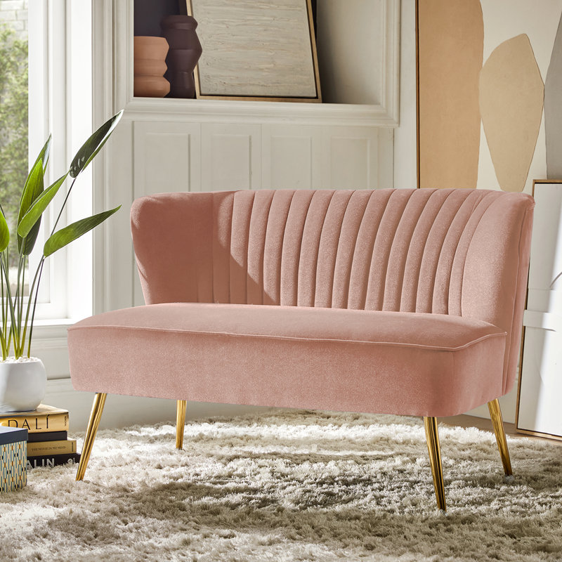 Euclid 47" Velvet 2-Seat Armless Loveseat, Pink