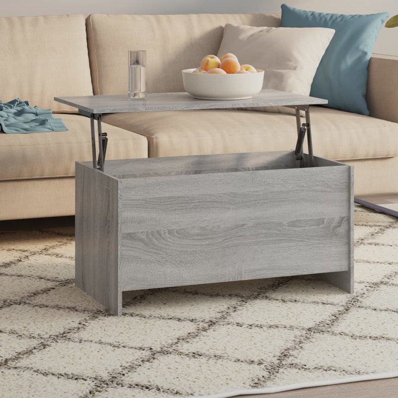 Hydia Lift Top Sled Coffee Table with Storage, 52.5cm H x 102cm L x 55.5cm W, Grey