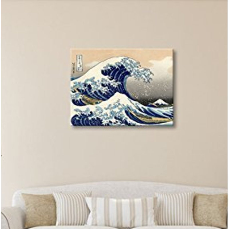 Famous Artwork " The Great Wave Off Kanagawa " by Katsushika Hokusai, 32" H x 48" W x 1.5" D