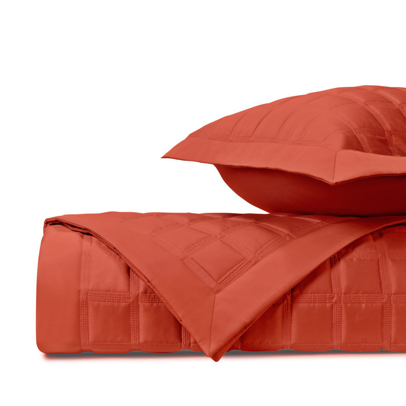Athens 100% Cotton Sateen Coverlet, Lobster, King Coverlet