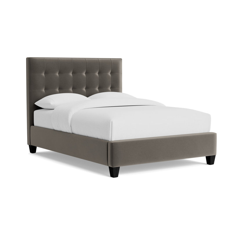 Butler Grid Tuft Floating Rail Bed, Performance Velvet - Graphite, Black, King