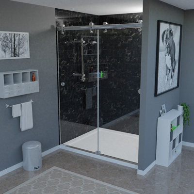 Hawaii 60" W x 76" H Bypass Sliding Reversible Frameless Shower Door