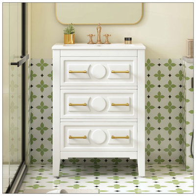 Tiroirs de meuble-lavabo en céramique sur pied