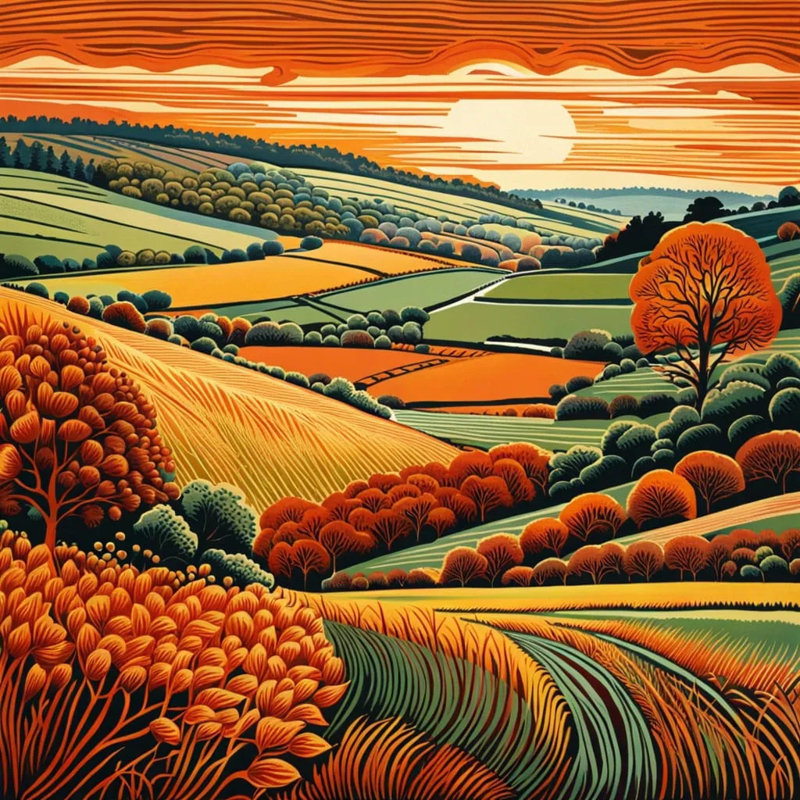 Sunset Ember Fields Wrapped Canvas Wall Art, 20" H x 20" W