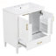 Meuble-lavabo cannelé élégant de 30 po avec lavabo en céramique et portes à fermeture en douceur