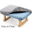 Repose-pieds repose-pieds, repose-pieds rectangulaire en tissu avec pieds en bois et rembourrage doux antidérapant, marchepied pour repose-pieds moderne, gris