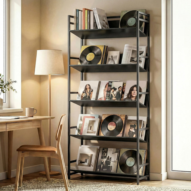 174cm H x 80cm W Steel Bookcase, Black