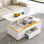 Table basse à plateau relevable avec tabourets de rangement, table centrale moderne avec plateau pliable, table basse réglable multifonctionnelle pour le salon