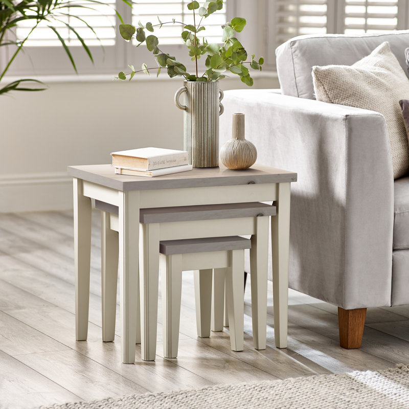 Ensemble de 3 tables de salon Abbondanza, Plateau gris / base grise
