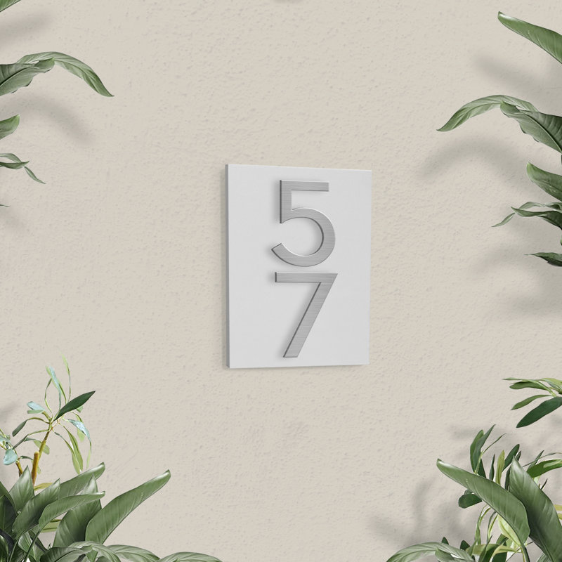 Petite plaque d'adresse murale Simply Sweet, Oui, Blanc, Argent