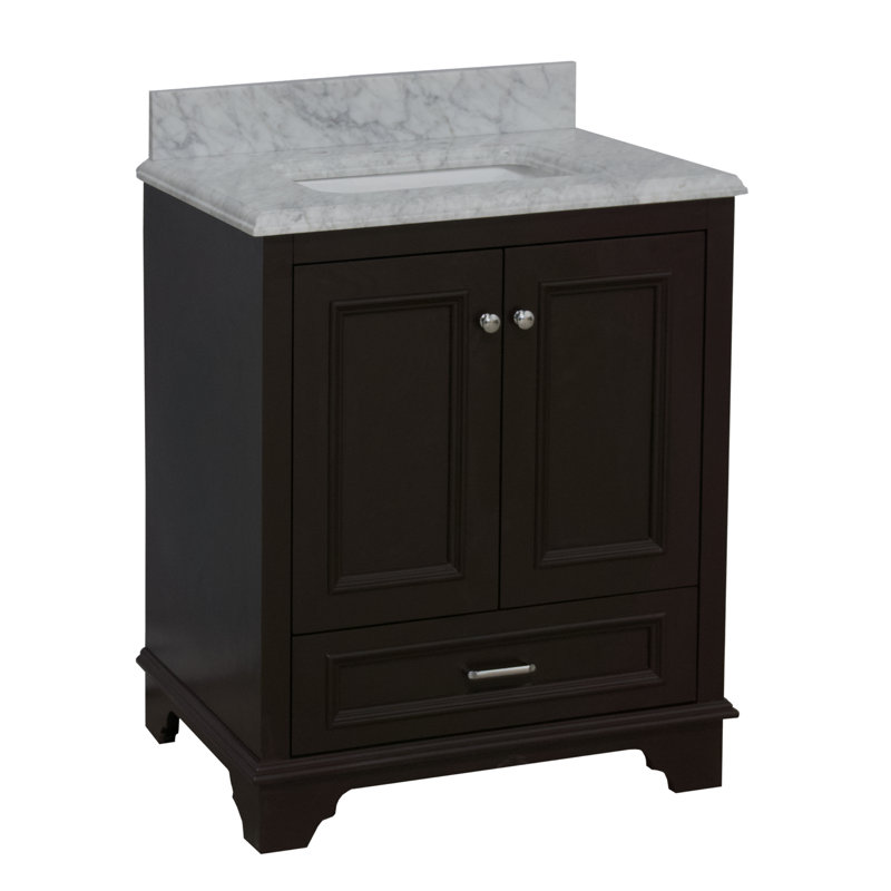 Loughlam 30'' Single Bathroom Vanity with Top, Chocolate, Quartz
