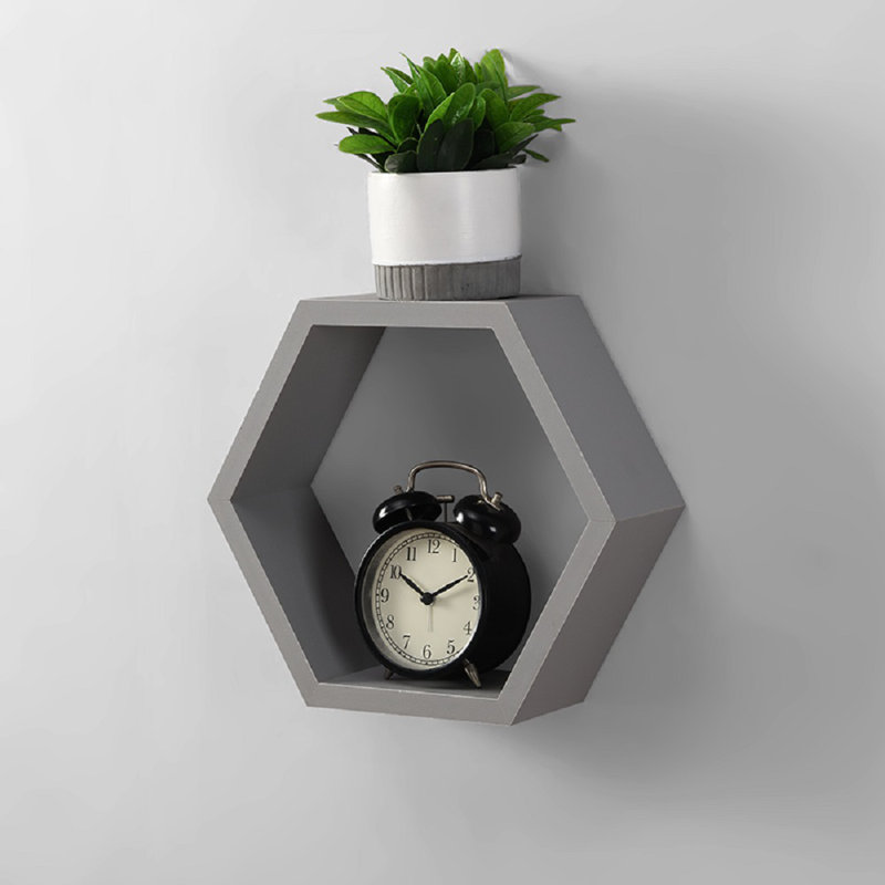 Barayon Hexagon Floating Shelf, Grey