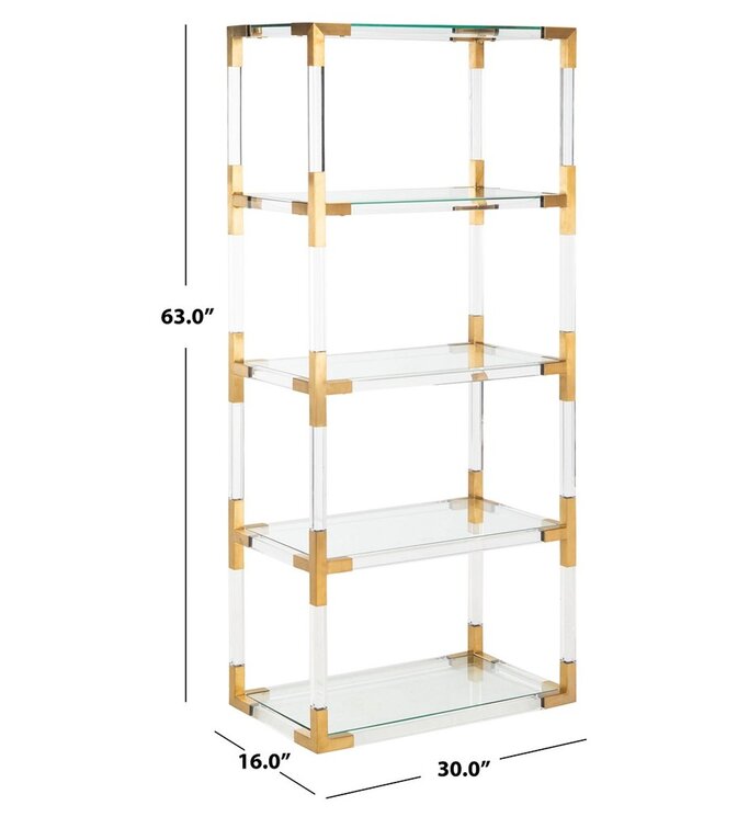 Modern Acrylic and Brass Etagere