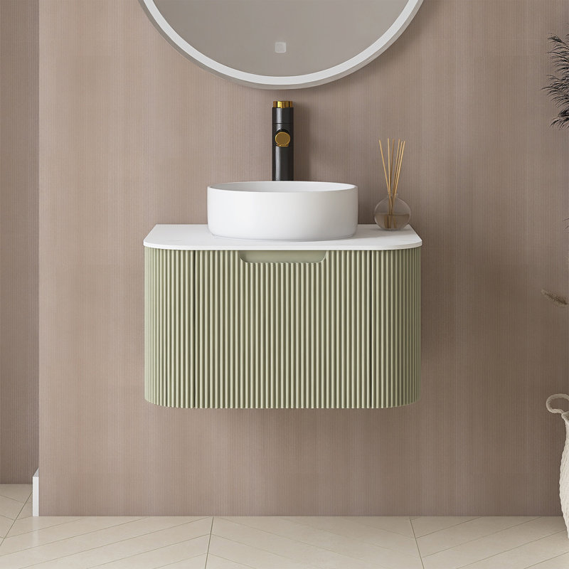 Meuble-lavabo mural 24 po avec évier, Vert clair, 24"
