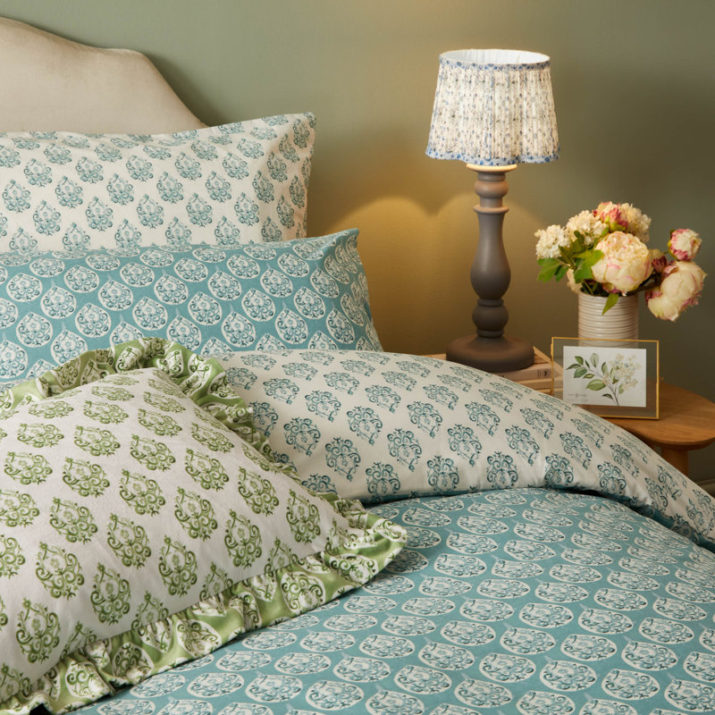Krissa Block Polyester Block Print Duvet Cover Set with Pillowcases, Kingsize Duvet Cover Set + 2 Pillowcases