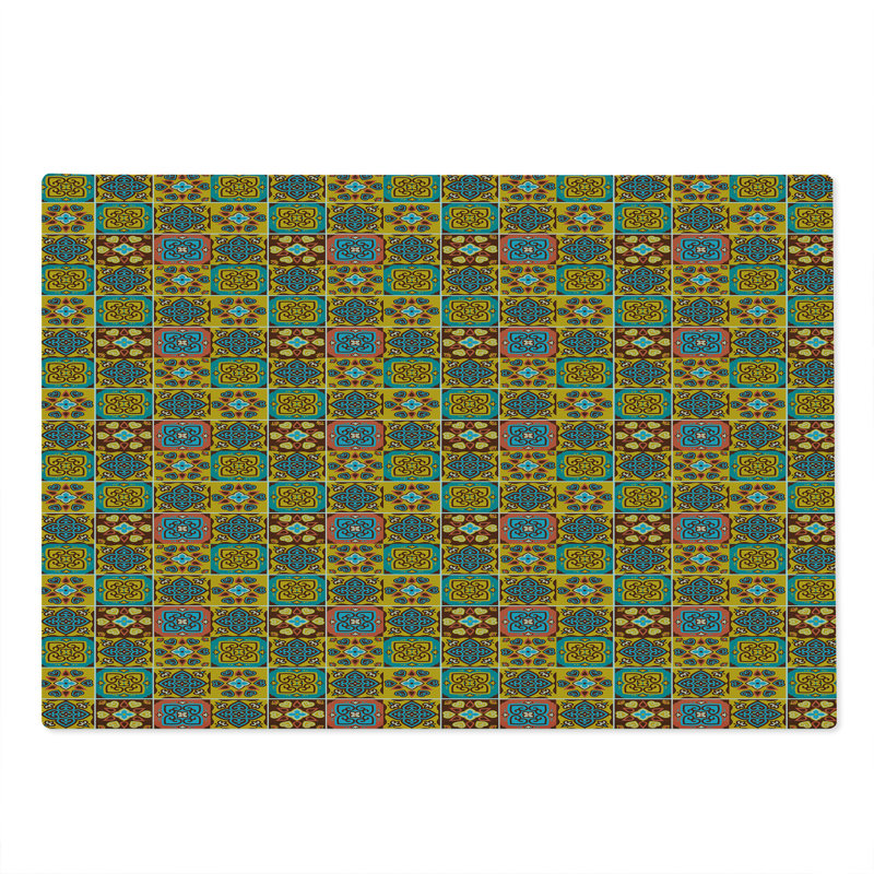 Ambesonne Traditional Cutting Board Large Size Azulejo Tile Mosaic Multicolor