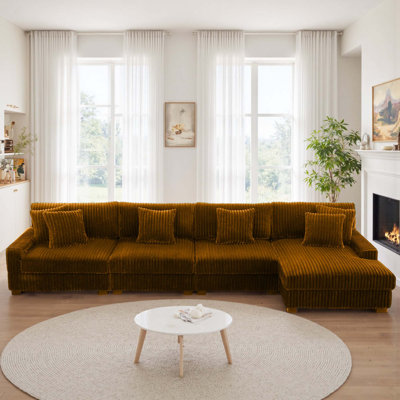 Canapé modulaire rembourré 3 pièces en flanelle de fourrure de lapin avec accoudoirs et coussins décoratifs 3 pièces
