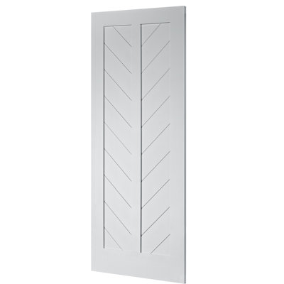 Porte de grange en bois à panneau en chevrons apprêtée sans ensemble de quincaillerie d'installation