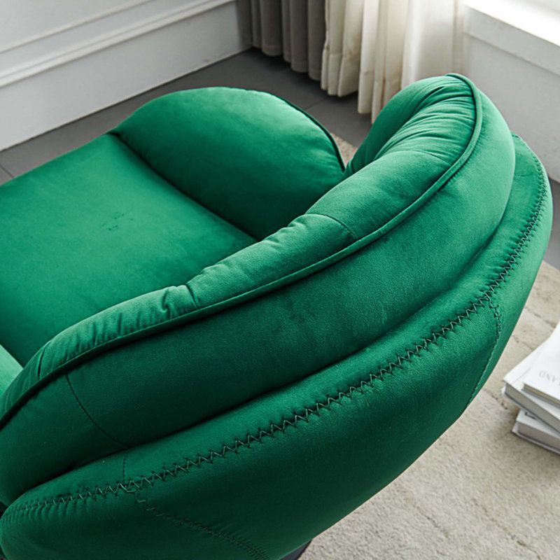 Méridienne pivotante avec repose-pieds 31,5 po, Velours vert, Noir