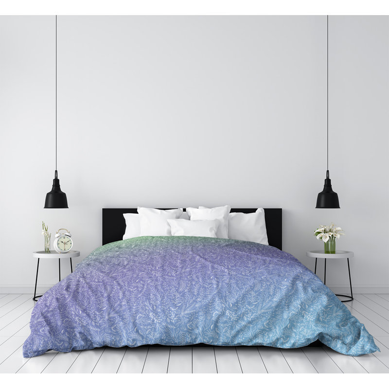 Housse de couette simple Katelyn Elizabeth, Polyester brossé, Housse de couette pour lit simple, Vert clair / bleu ciel