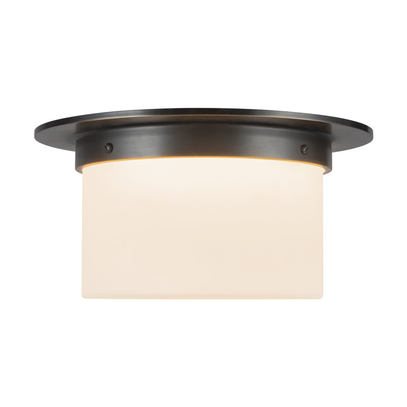Mineral 11-in Brass Flush Mount, Oil Rubbed Bronze, Opal Glass