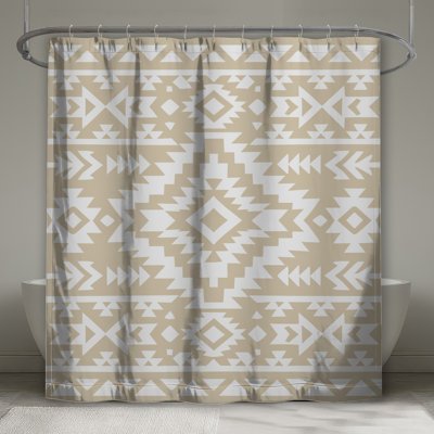 Beige Geometric Tribal Shower Curtains Extra Long