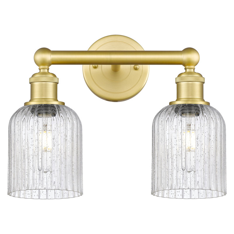 Abat-jour de salle de bain 2 lumières Edison Addeline 14 po, Or satiné, Grainé