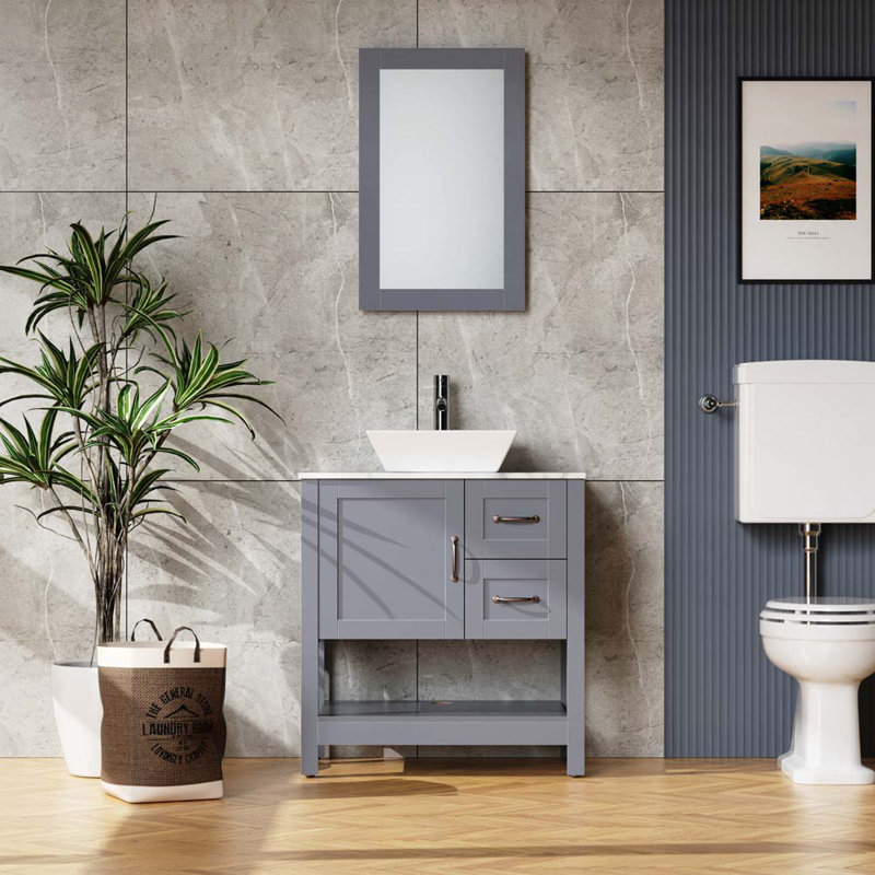 18.5 Single Bathroom Vanity with Sink in Gray