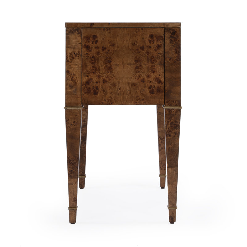 Kai 2 Drawer End Table, Honey Burl